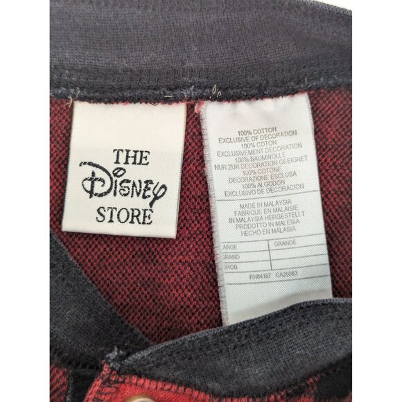 The Disney Store Men Red and Black Plaid Long Sleeve 3 Button Shirt Size Large - Picture 10 of 11